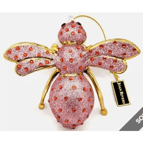 New in box Joan Rivers blown glass bee ornament pink XXV 2015 - Picture 1 of 8